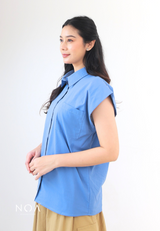 SHIORI Sleeveless Collar Shirt - Blue