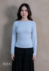 HIBI Rib Spandex Long Sleeve Slim Fit T-Shirt