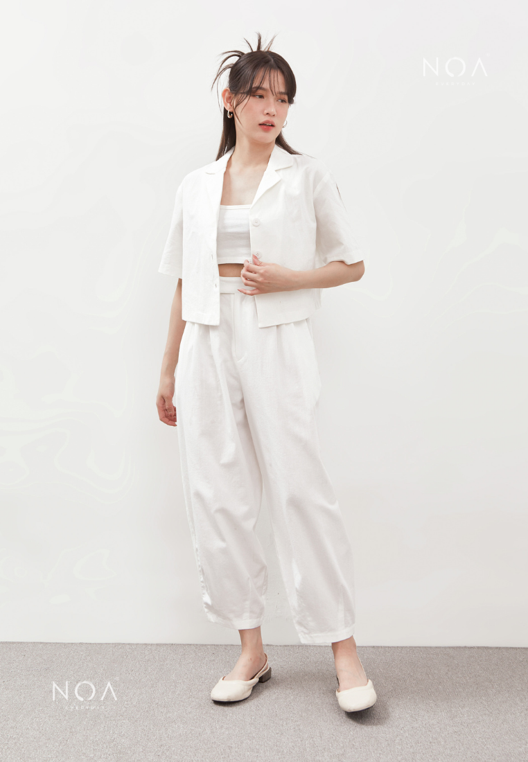 AERI Linen Basic Ankle Pants - White