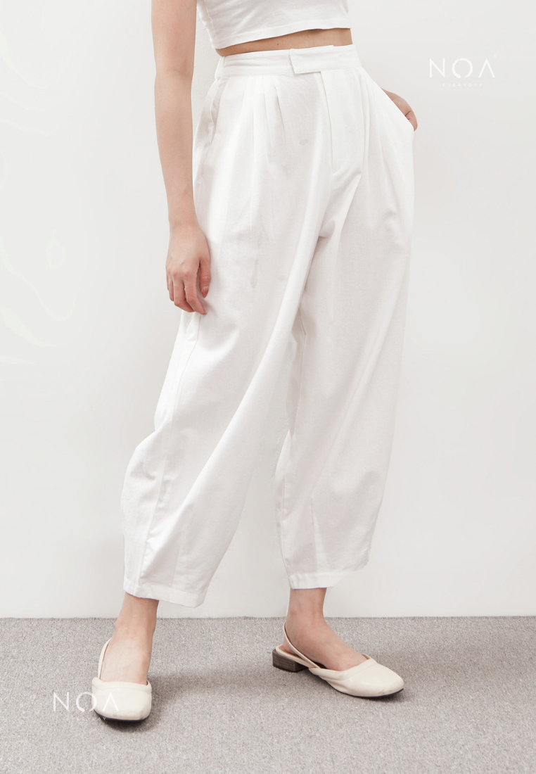 AERI Linen Basic Ankle Pants - White