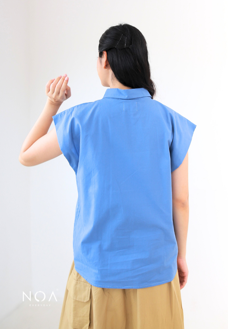 SHIORI Sleeveless Collar Shirt - Blue