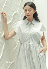 EIKO Sleeveless Shirt Dress - Light Grey