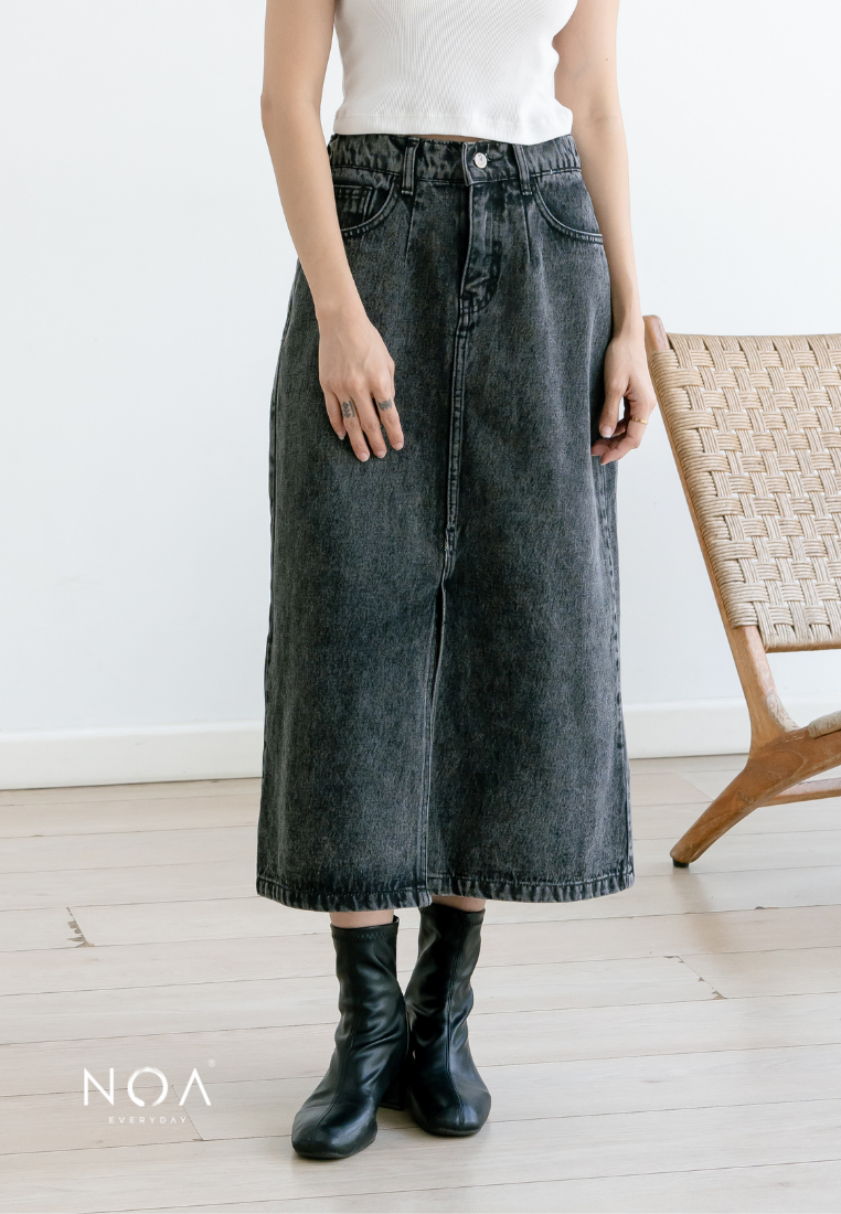 KAITO Denim Slit Midi Skirt