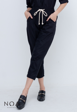 MISUMI Drawstring Linen Pants - Black