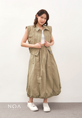 NOA STUDIO - KAZUE Nylon Vest - Green Sage