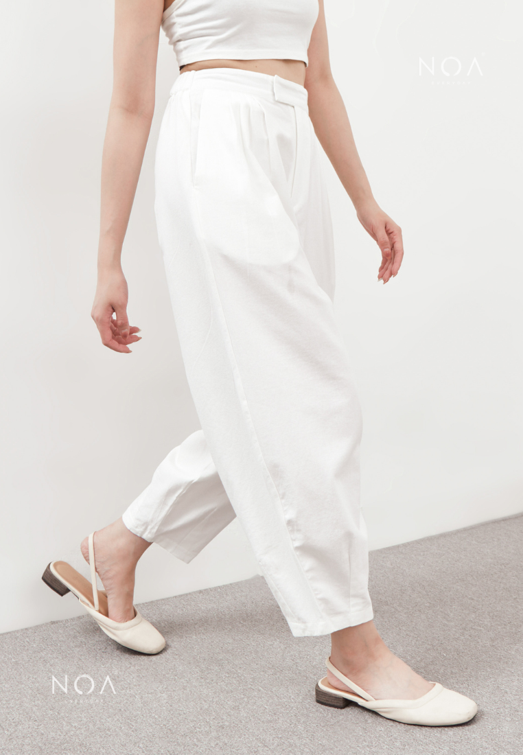 AERI Linen Basic Ankle Pants - White