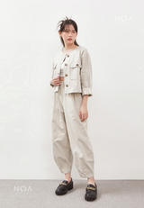 AERI Linen Basic Ankle Pants - Light Cream