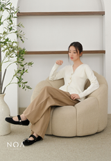 MIREI Knitted Button Peplum Long Sleeve Cardigan