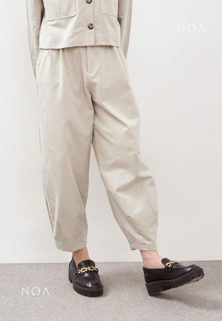 AERI Linen Basic Ankle Pants - Light Cream