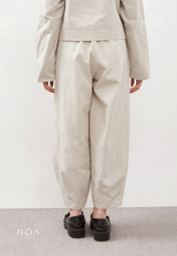 AERI Linen Basic Ankle Pants - Light Cream