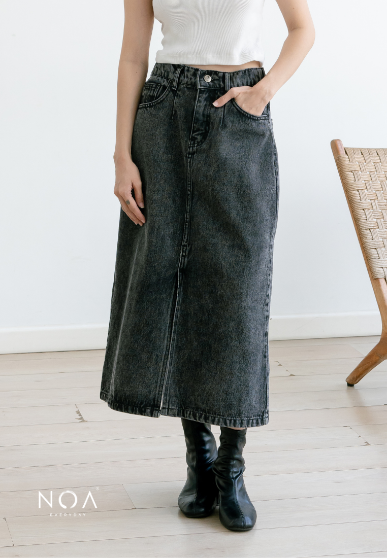 KAITO Denim Slit Midi Skirt