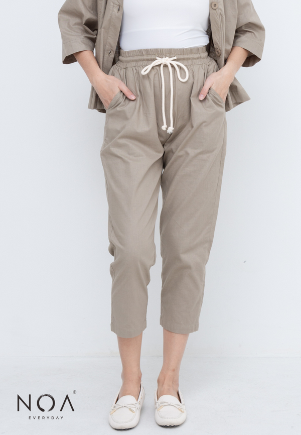 MISUMI Drawstring Linen Pants - Olive