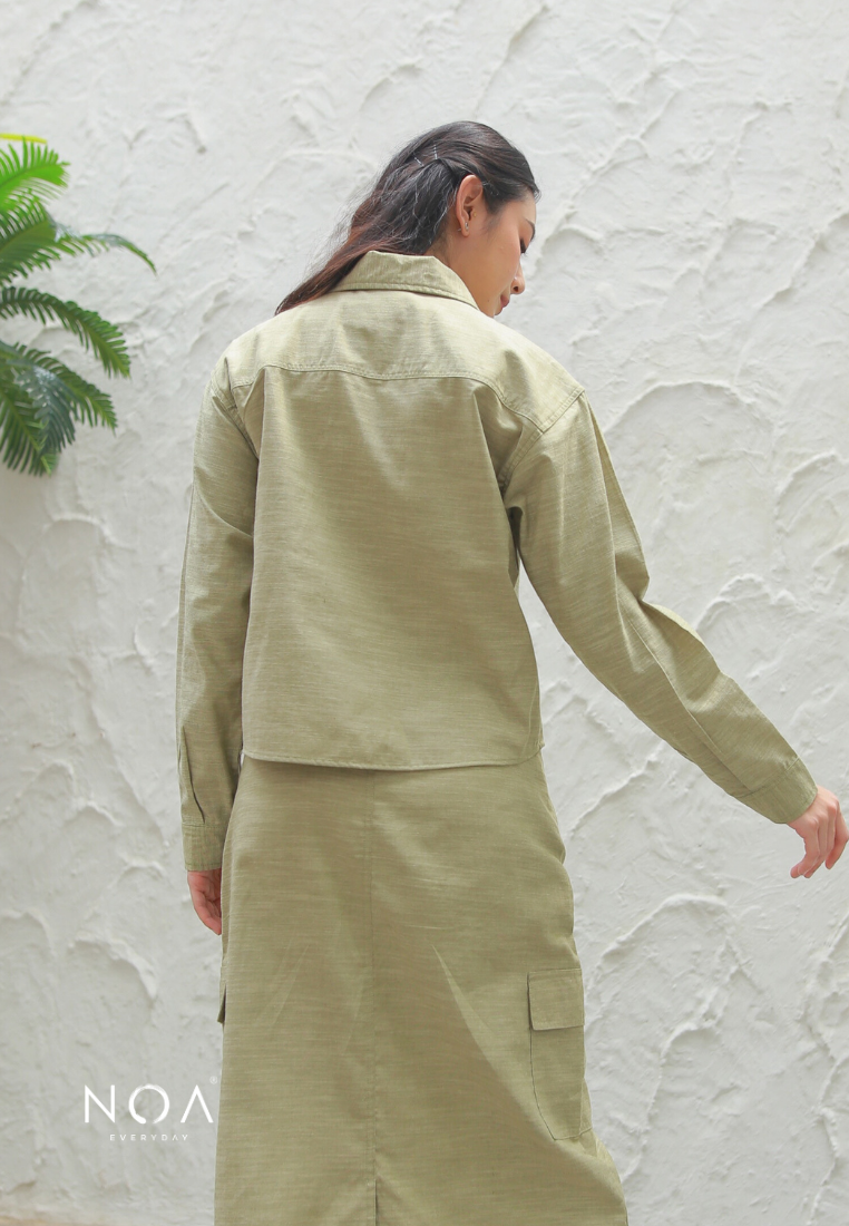 SHOERA Crop Shirt Jacket - Sage Green