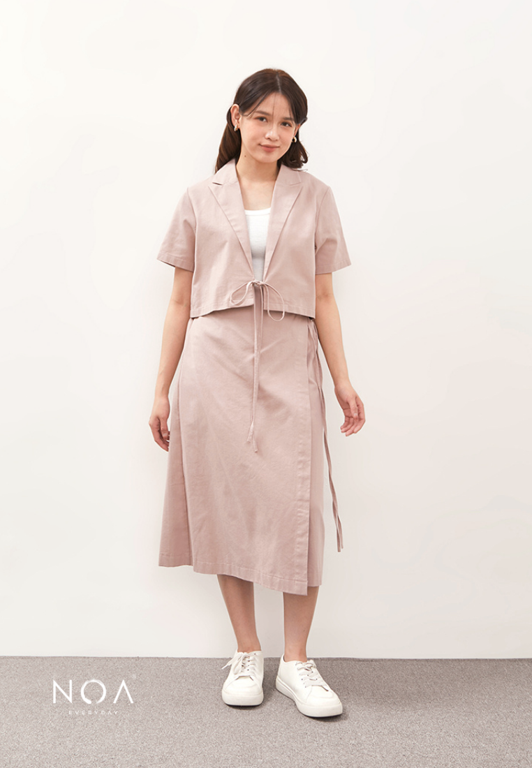 HIKARU Ribbon Short Sleeve Blazer - Dusty Pink