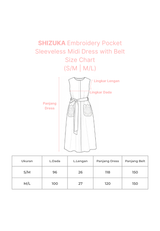 NOA X KUSUMANGGI - SHIZUKA Embroidery Pocket Sleeveless Midi Dress with Belt