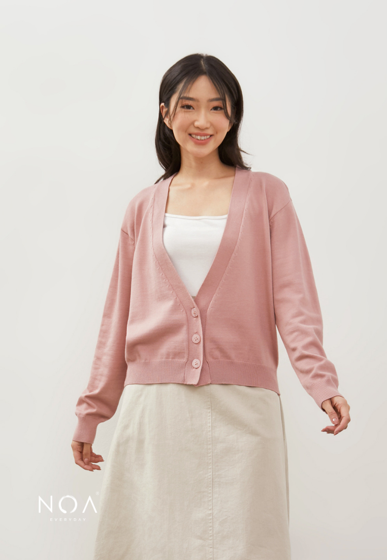 HOTARU Button Knitted Cardigan - Light Pink