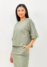 SAKIKO Raglan Sweat Tee Shirt - Green