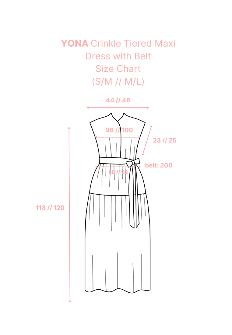 YONA Crinkle Tiered Maxi Dress with Belt