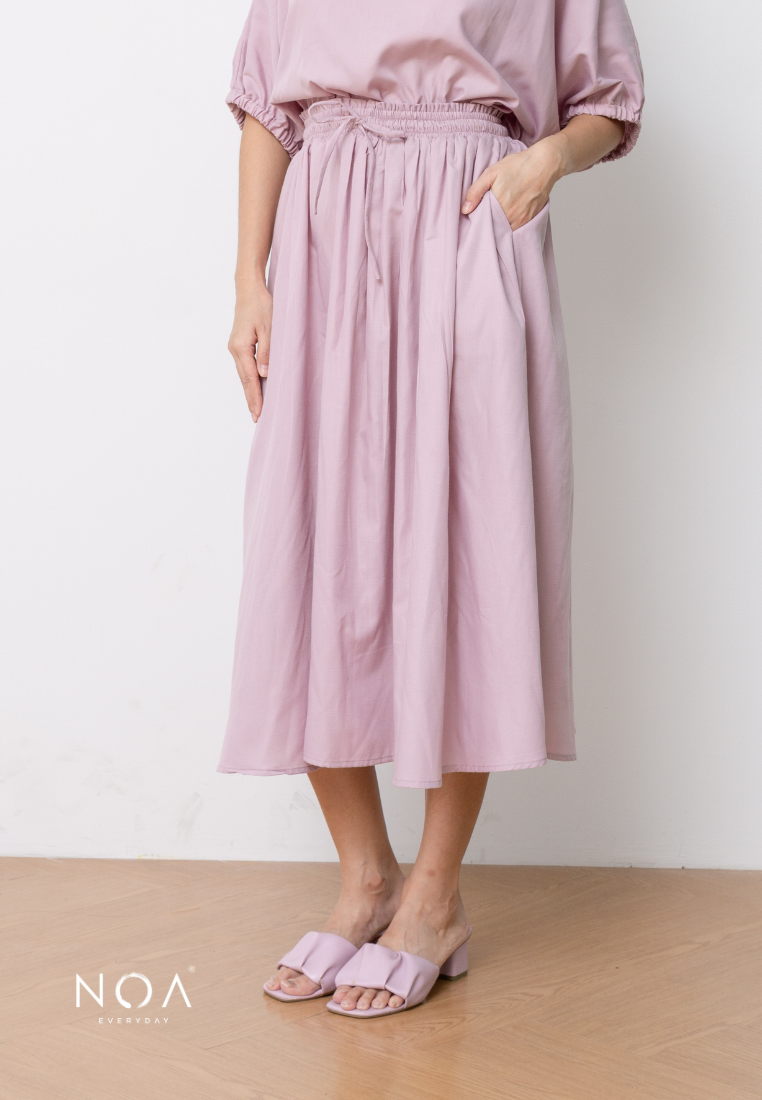 KOMAKO Drawstring Midi Skirt - Purple