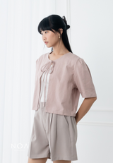 AERI Ribbon Puffsleeve Outer - Dusty Pink