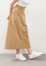 AERI Linen Flared Skirt - Olive