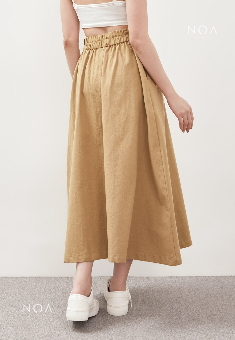 AERI Linen Flared Skirt - Olive