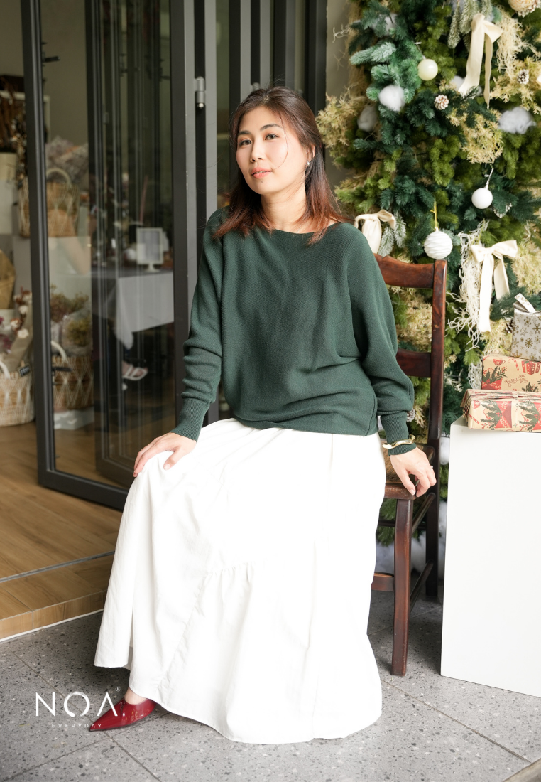 HATORI Knitted Batwing Long Sleeve Blouse