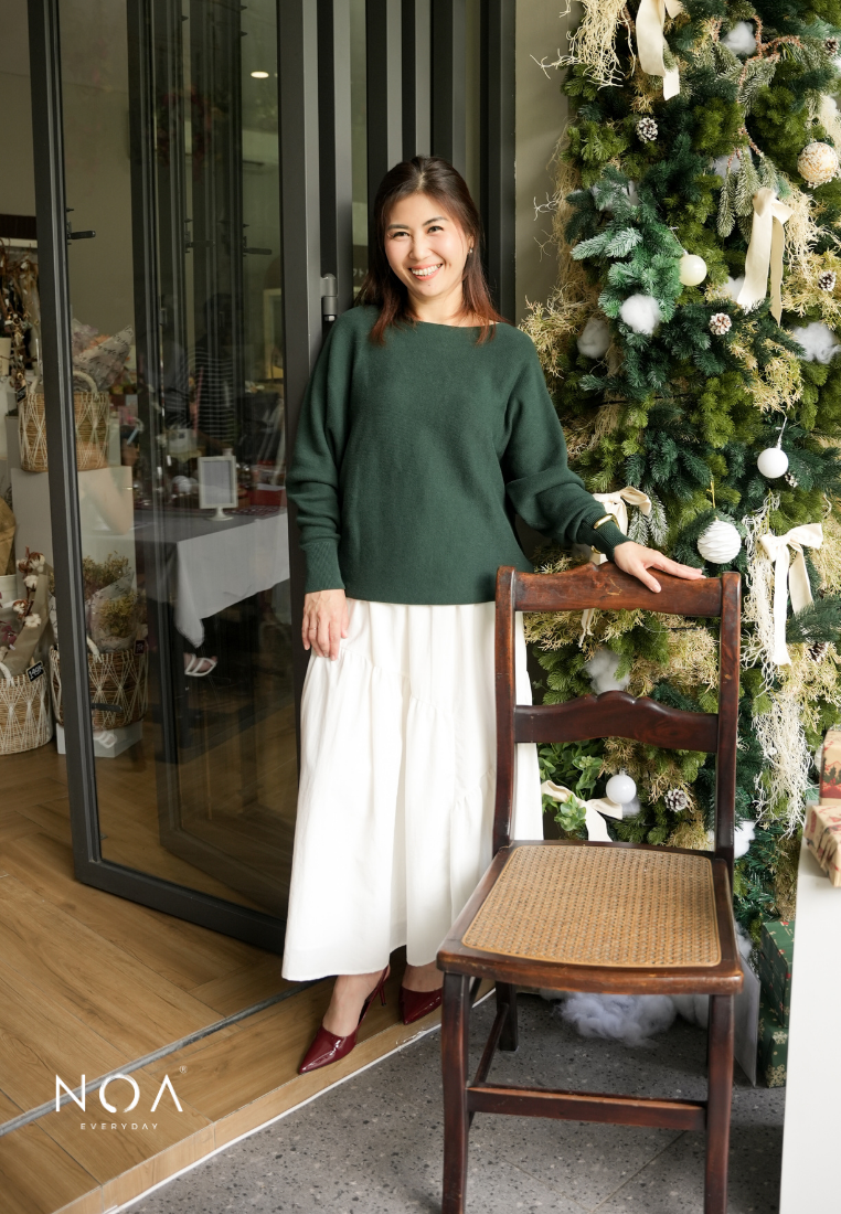 HATORI Knitted Batwing Long Sleeve Blouse