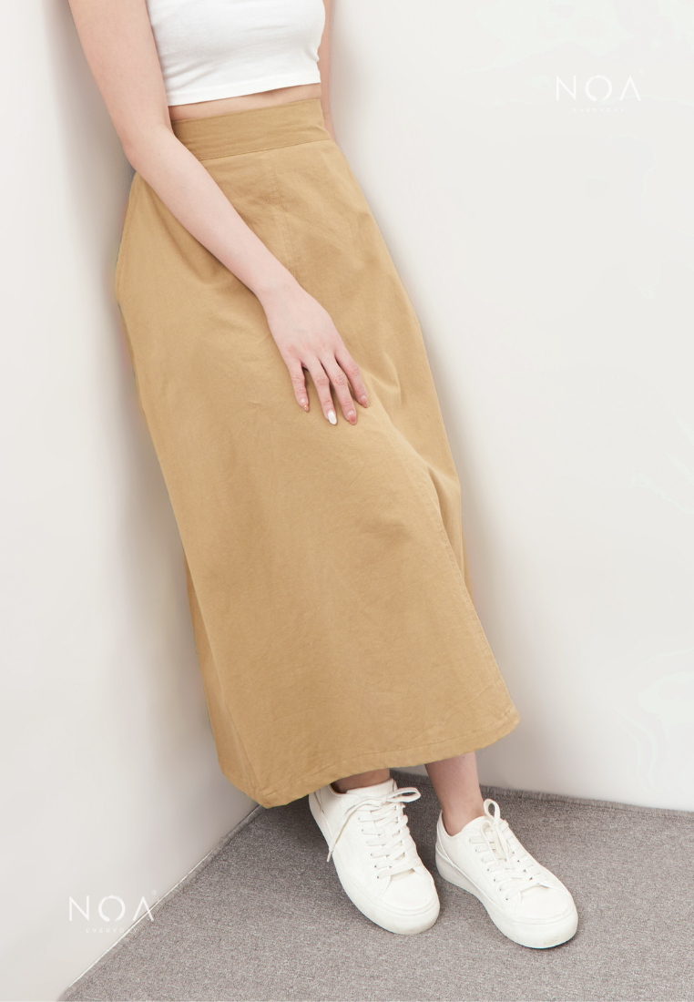 AERI Linen Flared Skirt - Olive