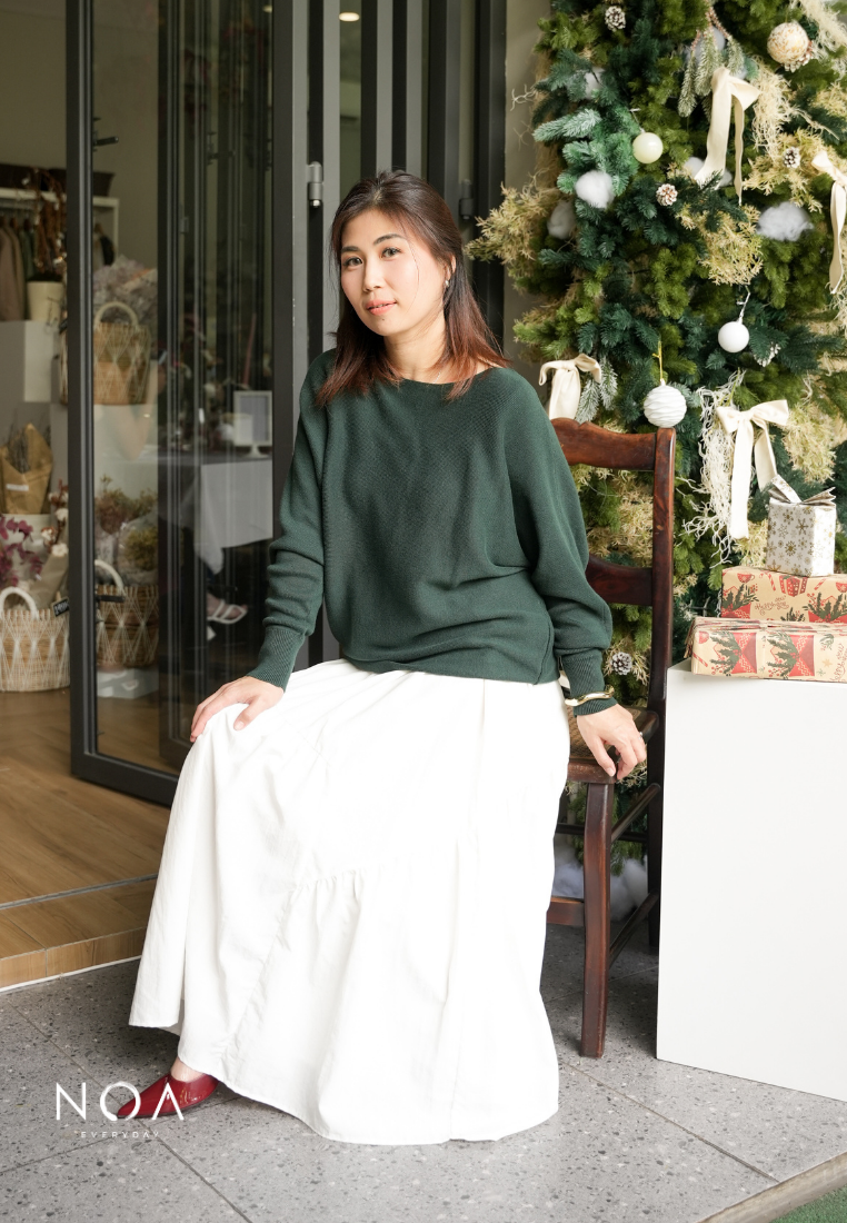 HATORI Knitted Batwing Long Sleeve Blouse