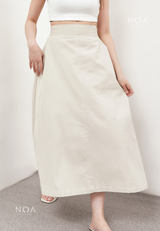 AERI Linen Flared Skirt - Light Cream