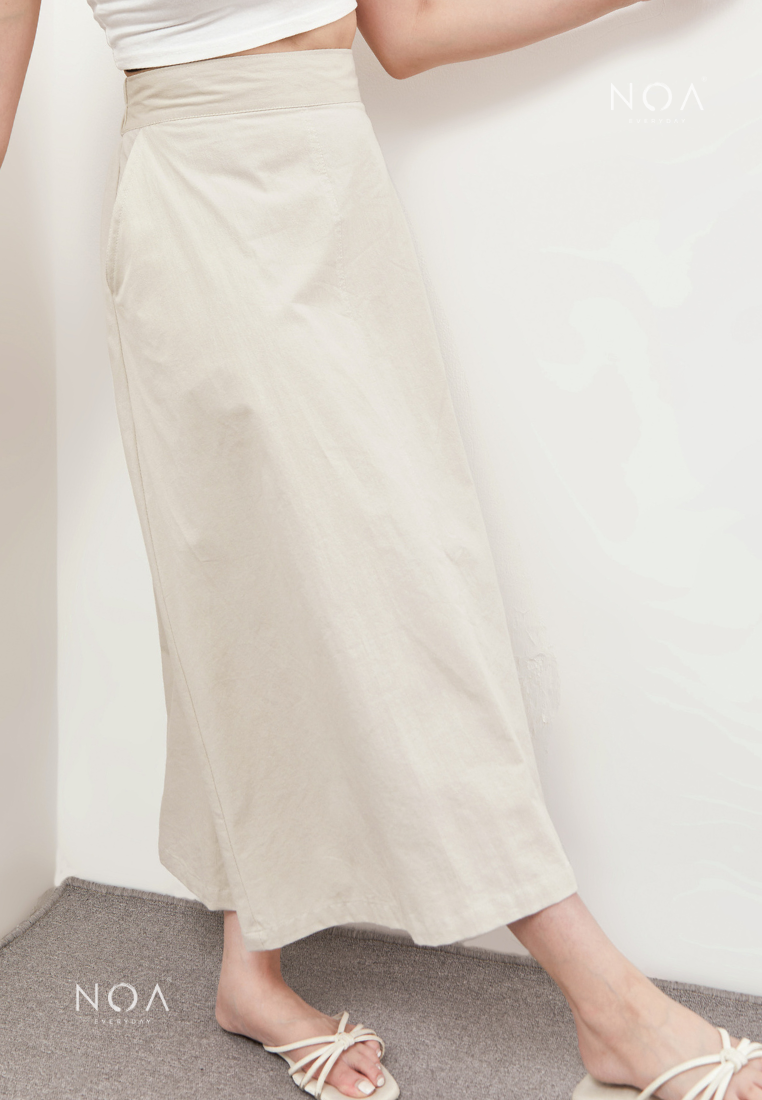 AERI Linen Flared Skirt - Light Cream