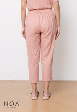 SET PROMO : AKIKO Basic Linen Blouse with AKIKO Basic Linen Pants - Dusty Pink