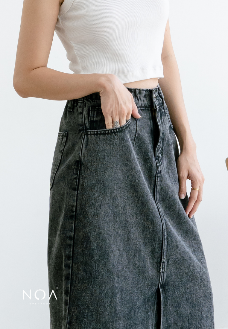 KAITO Denim Slit Midi Skirt