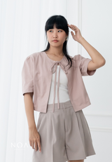 AERI Ribbon Puffsleeve Outer - Dusty Pink