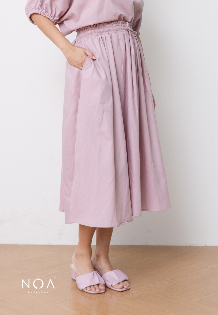 KOMAKO Drawstring Midi Skirt - Purple