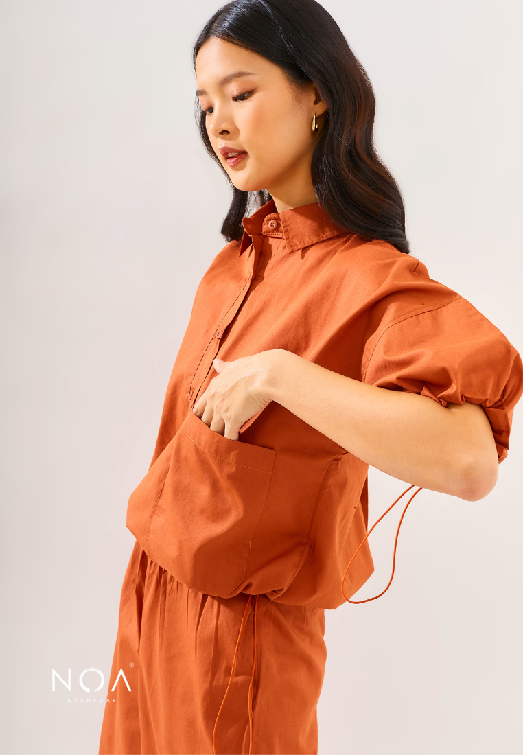 Rinako drawstring shirt - Terracotta