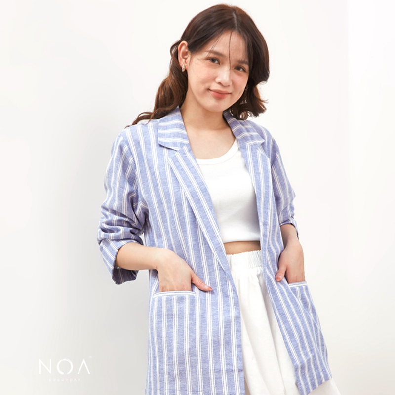 NOA STUDIO - RYOTA Stripes Linen Blazer - Denim