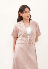 HIKARU Ribbon Short Sleeve Blazer - Dusty Pink