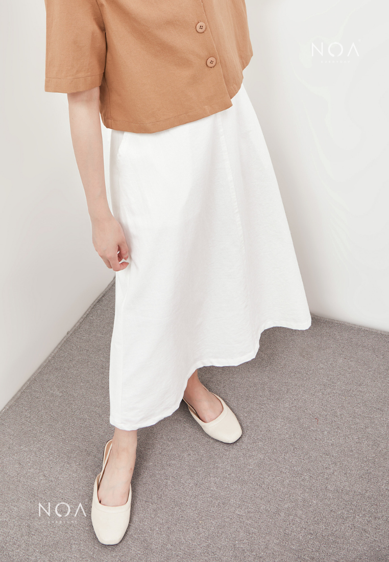 AERI Linen Flared Skirt - White