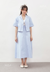 AERI Linen Flared Skirt - Baby Blue