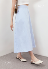 AERI Linen Flared Skirt - Baby Blue