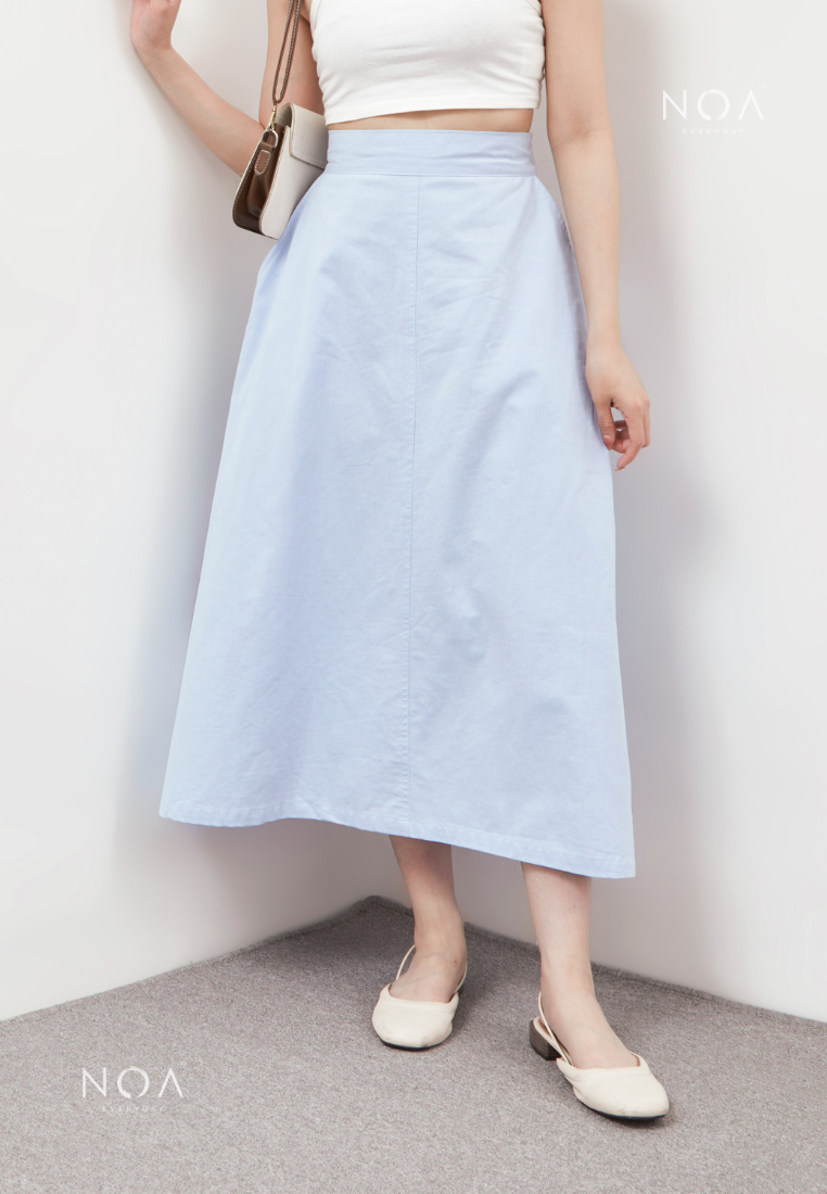 AERI Linen Flared Skirt - Baby Blue