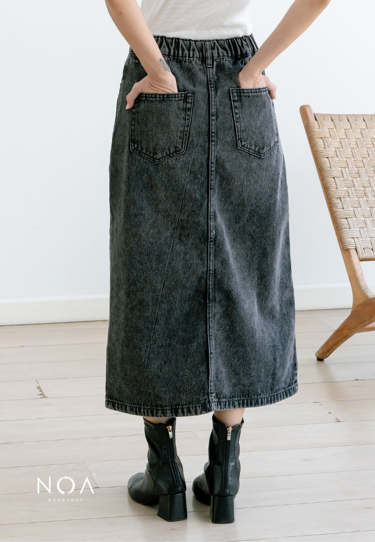 KAITO Denim Slit Midi Skirt