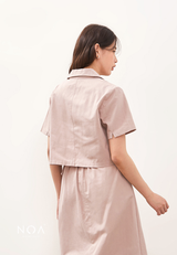 HIKARU Ribbon Short Sleeve Blazer - Dusty Pink