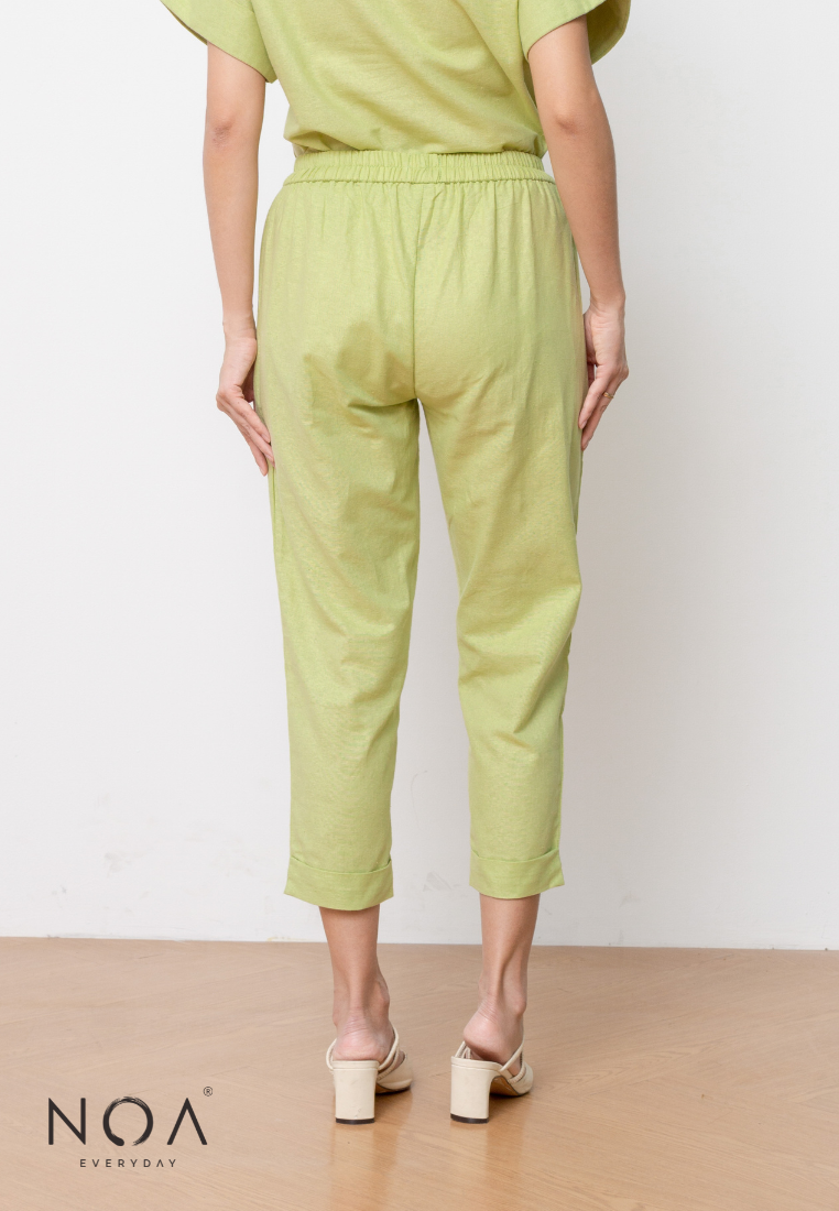 SET PROMO : AKIKO Basic Linen Blouse with AKIKO Basic Linen Pants - Green
