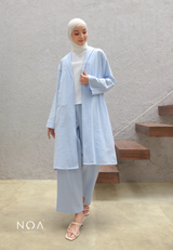 NORIKO Linen Long Cardigan - Blue