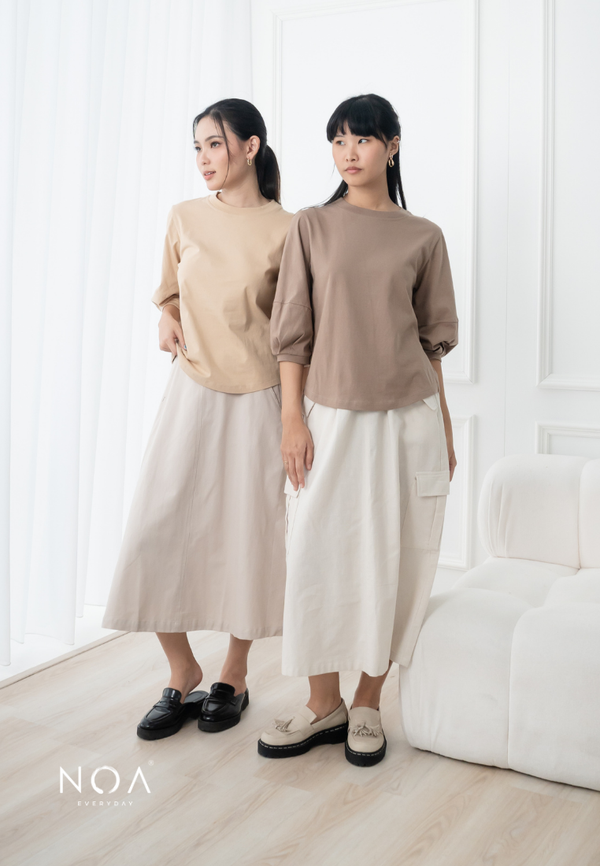 SEIJI PuffSleeve Basic T-Shirt - Cream