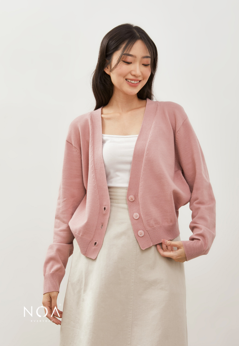 HOTARU Button Knitted Cardigan - Light Pink