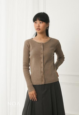 IZUMI Longsleeve Rib Knitted Cardigan - Mocca